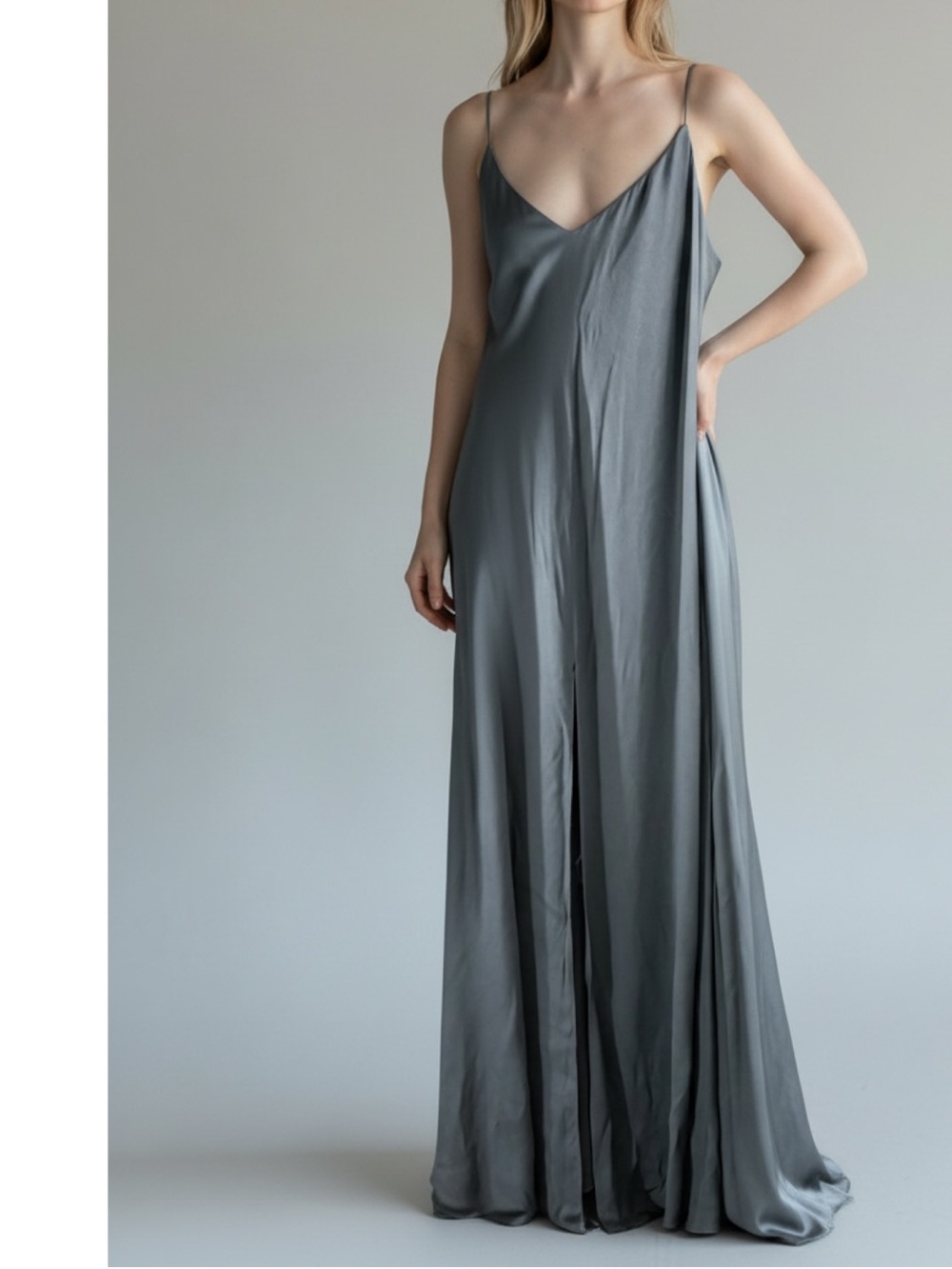 Reformation V-Neck Front Slit Maxi Dress